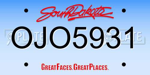 OJO5931 South Dakota License Plate