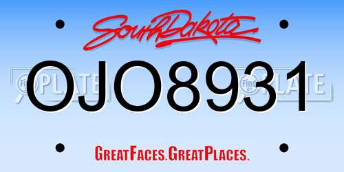 OJO8931 South Dakota License Plate