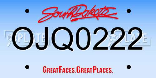 OJQ0222 South Dakota License Plate