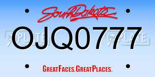 OJQ0777 South Dakota License Plate