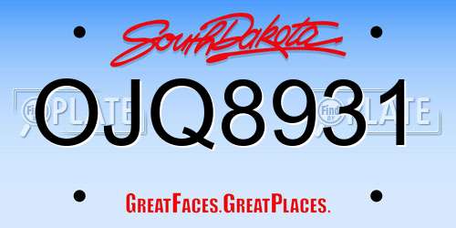 OJQ8931 South Dakota License Plate