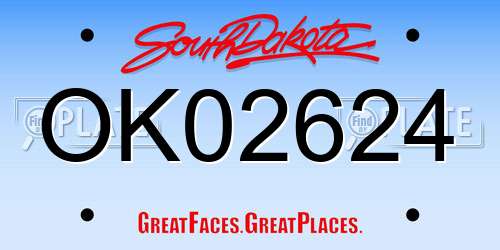 OK02624 South Dakota License Plate