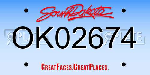 OK02674 South Dakota License Plate