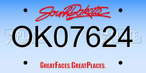 OK07624 South Dakota License Plate