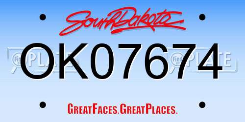 OK07674 South Dakota License Plate