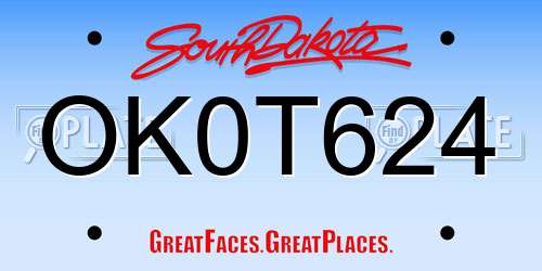OK0T624 South Dakota License Plate