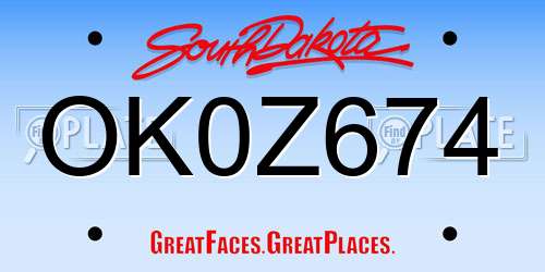 OK0Z674 South Dakota License Plate