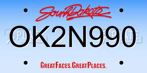 OK2N990 South Dakota License Plate