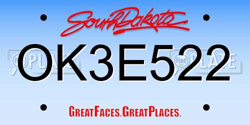 OK3E522 South Dakota License Plate