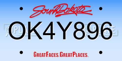 OK4Y896 South Dakota License Plate