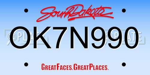 OK7N990 South Dakota License Plate