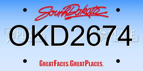 OKD2674 South Dakota License Plate