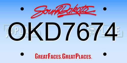 OKD7674 South Dakota License Plate