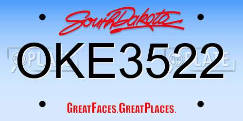 OKE3522 South Dakota License Plate