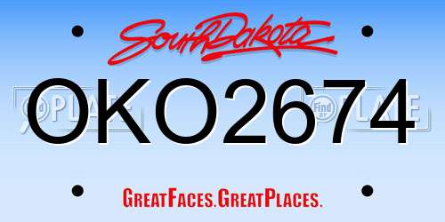 OKO2674 South Dakota License Plate