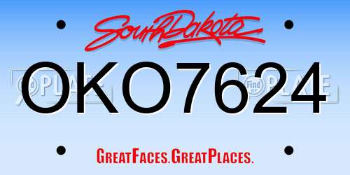 OKO7624 South Dakota License Plate