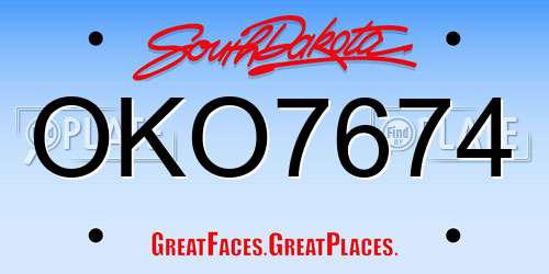 OKO7674 South Dakota License Plate