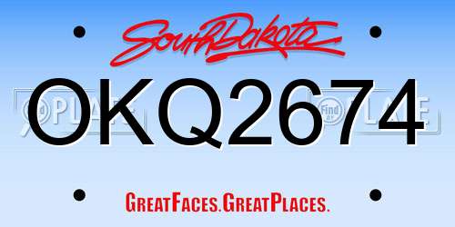 OKQ2674 South Dakota License Plate