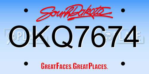 OKQ7674 South Dakota License Plate