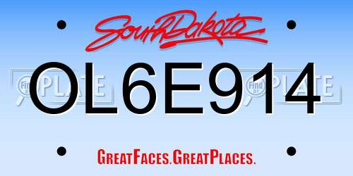 OL6E914 South Dakota License Plate