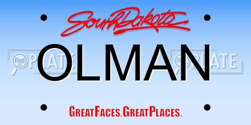 OLMAN South Dakota License Plate