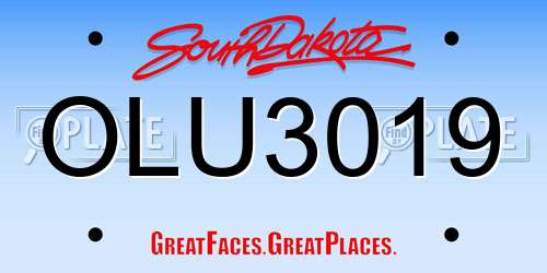 OLU3019 South Dakota License Plate
