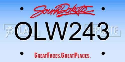 OLW243 South Dakota License Plate