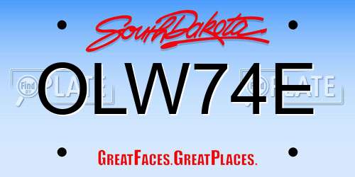 OLW74E South Dakota License Plate