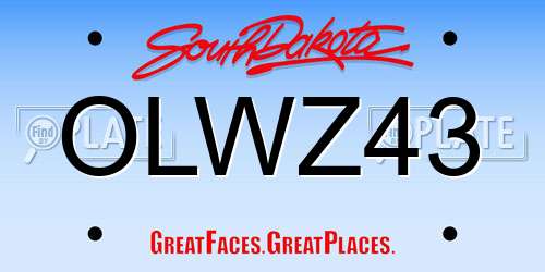 OLWZ43 South Dakota License Plate