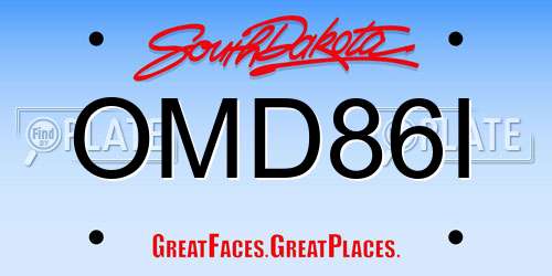 OMD86I South Dakota License Plate