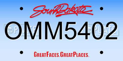 OMM5402 South Dakota License Plate