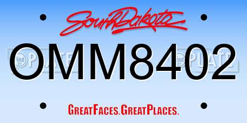 OMM8402 South Dakota License Plate
