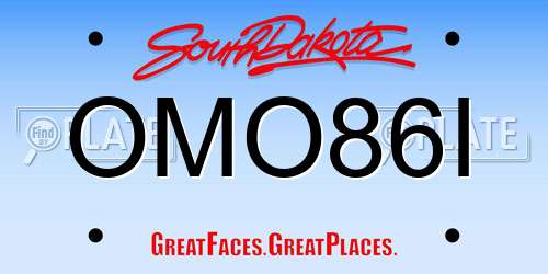 OMO86I South Dakota License Plate