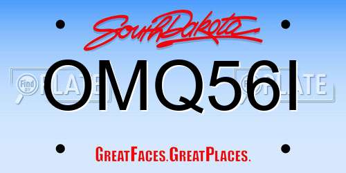 OMQ56I South Dakota License Plate