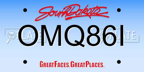 OMQ86I South Dakota License Plate