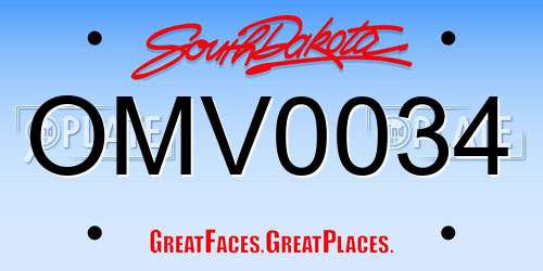 OMV0034 South Dakota License Plate