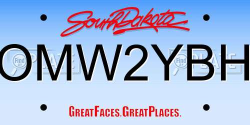 OMW2YBH South Dakota License Plate