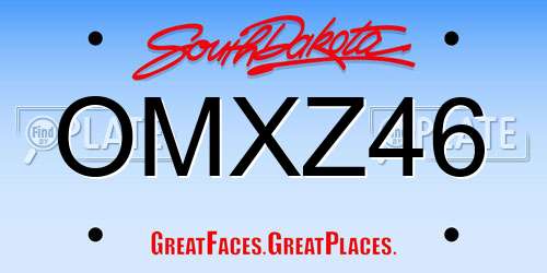 OMXZ46 South Dakota License Plate