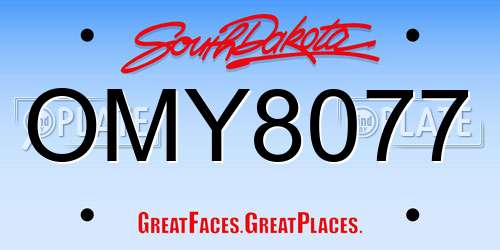 OMY8077 South Dakota License Plate