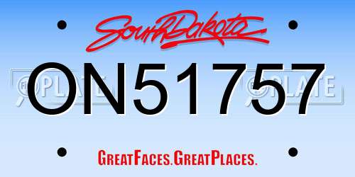 ON51757 South Dakota License Plate