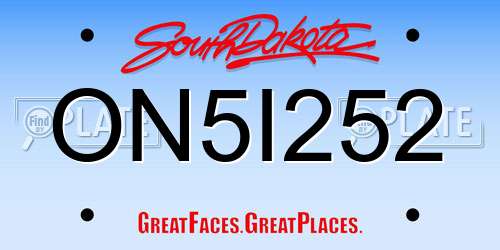 ON5I252 South Dakota License Plate