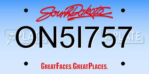 ON5I757 South Dakota License Plate