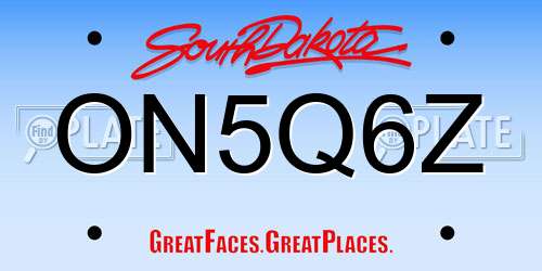 ON5Q6Z South Dakota License Plate