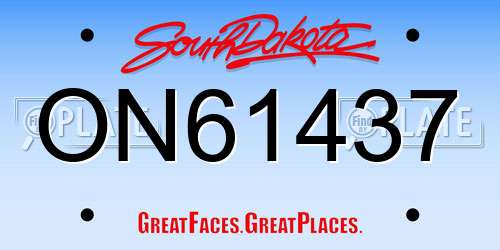 ON61437 South Dakota License Plate