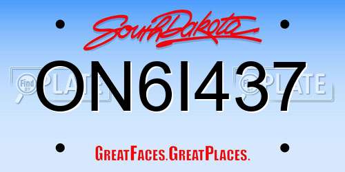 ON6I437 South Dakota License Plate