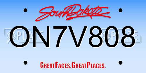 ON7V808 South Dakota License Plate