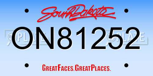 ON81252 South Dakota License Plate