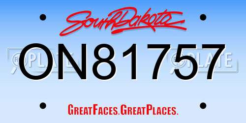 ON81757 South Dakota License Plate