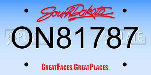ON81787 South Dakota License Plate