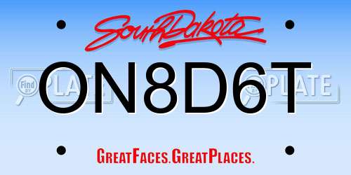 ON8D6T South Dakota License Plate